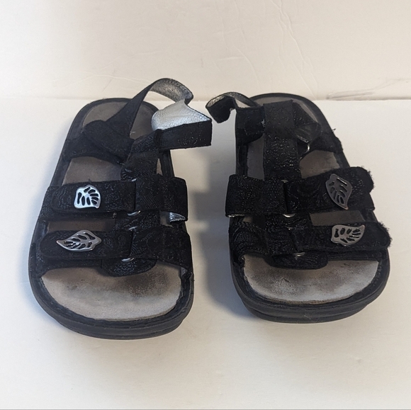 Alegria Kleo Comfort Black Silver Leaf Platform Sandals Gladiator Size 41 - Picture 8 of 12